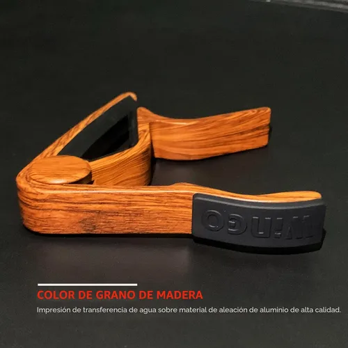 Miniatura 4 de WINGO Cejilla de guitarra para guitarras acústicas y eléctricas, color palo de rosa con 5 púas Color de palisandro