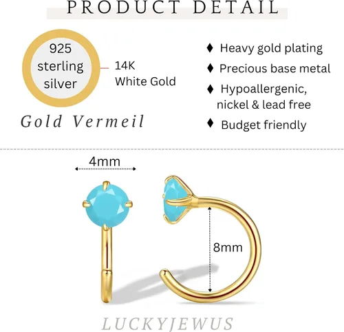 Miniatura 17 de Aretes pequeños de plata de ley 925 para mujer