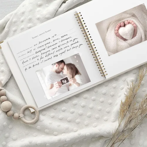 Miniatura 5 de Libro de recuerdos de bebé para niños y niñas – Libro atemporal para bebés de 5 años – Libro de recortes de diario neutro o álbum de fotos