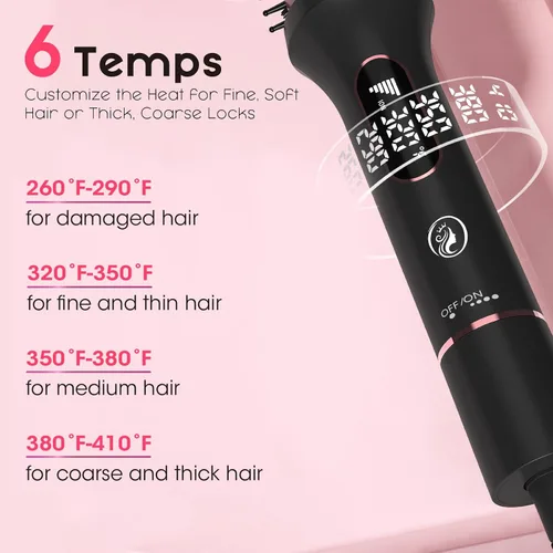 Miniatura 7 de CINOSTAR Cepillo redondo térmico para look de secado al aire, herramienta de peinado de 1.5 pulgadas, cepillo térmico iónico de 6 temperaturas