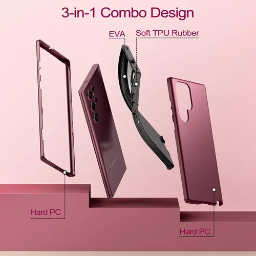 Miniatura 3 de WeLoveCase Funda para Samsung Galaxy S22 Ultra 5G, 3 en 1, cubierta de protección resistente de cuerpo completo, parachoques TPU híbrido a prueba