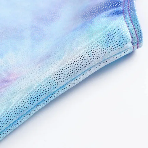 Miniatura 80 de HOZIY - Leotardos de gimnasia con pantalones cortos brillantes para niñas pequeñas; estampados de unicornio, aurora, arco iris, sirena, dinosaurio