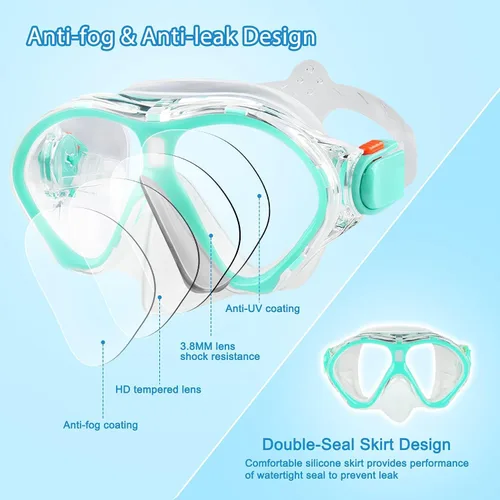 Miniatura 2 de Gintenco Juego de esnórquel para niños, máscara de buceo para niños como gafas de natación unisex, juego de máscara de buceo antivaho y esnórquel