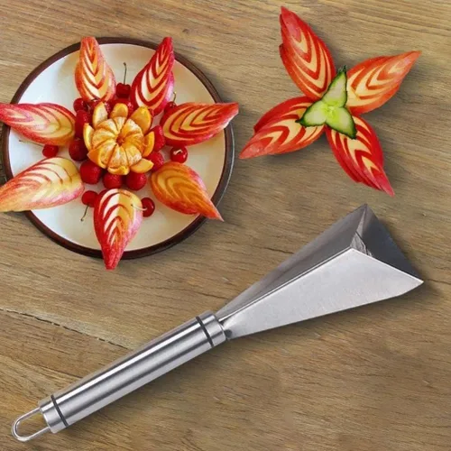 Miniatura 3 de MIXCUT Cuchillo para tallar frutas, decoración de platos de bricolaje, herramientas de tallado de forma triangular de acero inoxidable, cuchillo