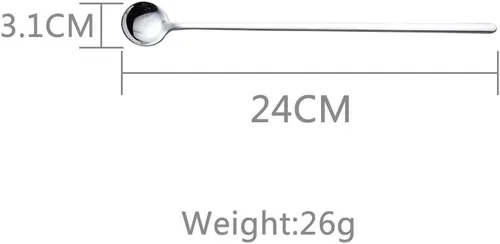 Miniatura 3 de Cucharas de mango largo Cuchara de acero inoxidable de 9.45 pulgadas 6PCS (plata)