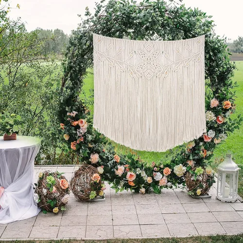 Miniatura 3 de LITOYNAN Tapiz grande de macramé para colgar en la pared, tapiz bohemio para decoración de boda, elegante tapiz bohemio hecho a mano, decoración