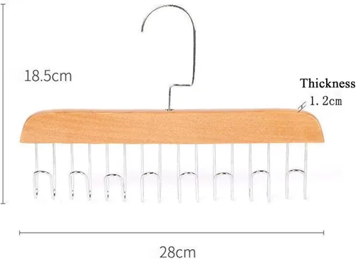 Miniatura 5 de Paquete de 2 percheros antideslizantes con múltiples ganchos, perchas que ahorran espacio con 8 ganchos, gancho giratorio de 360° (beige)