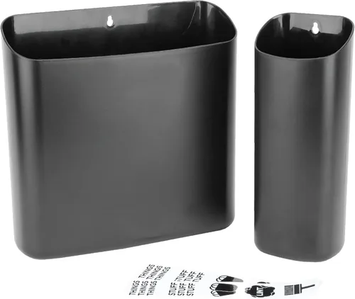 Miniatura 11 de JS Jackson Supplies Pequeño cubo de pelusa blanco con parte trasera magnética, cubo de basura de perfil delgado para lavandería y cocina, montaje