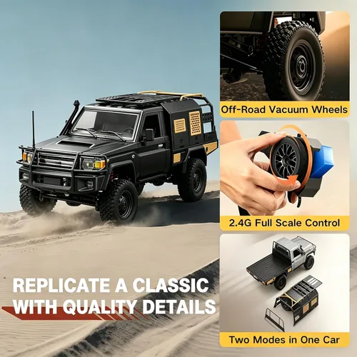 Miniatura 2 de Auto de control remoto, escala 1/12 4WD todoterreno Rc coches con luces LED, control proporcional de 2 velocidades de 2.4 GHz, todo terreno RTR Negro