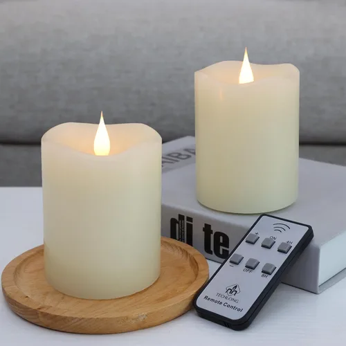 Miniatura 12 de TECHLONG Velas sin llama que funcionan con pilas con temporizador, llama móvil 3D parpadeante, duran más de 600 horas, velas LED eléctricas de cera