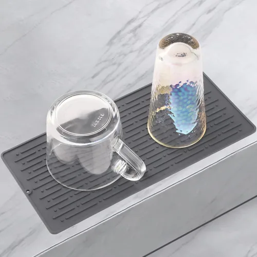 Miniatura 14 de GeeRic Tapete para secar platos, tapete de silicona resistente al calor para encimera de cocina, tapete antideslizante para secar platos, apto