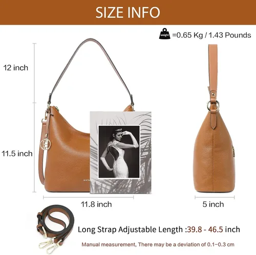 Miniatura 5 de BOSTANTEN Bolso de cuero para mujer, diseño de bolsos de hombro, Hobo