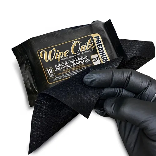 Miniatura 2 de Wipe Outz Toallas negras para tatuajes – Toallitas secas de alta calidad para tatuajes y cuidados posteriores de PMU – Toallitas suaves