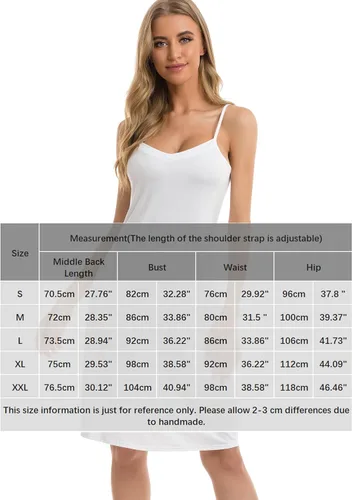 Miniatura 6 de Vlazom Women Full Slips Sexy Soft Under Dress Basic Adjustable Spaghetti Strap Cami Slip Chemises V Neck Negligee