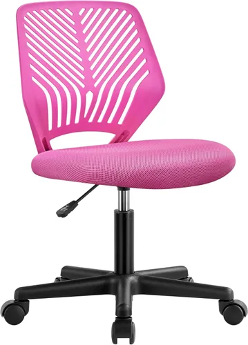 Miniatura 12 de Yaheetech Silla de oficina ergonómica de malla sin brazos, silla giratoria de respaldo medio con ruedas, silla de estudio de altura ajustable