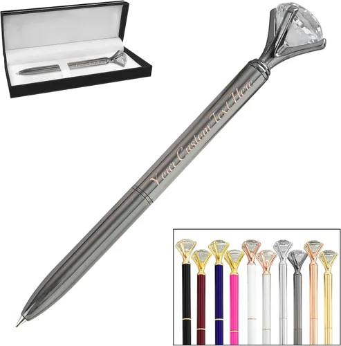 Miniatura 32 de 1 bolígrafo de diamante con cristal, bolígrafos personalizados a granel con grabado sin nombre, bolígrafos de diamante personalizados, lápiz óptico