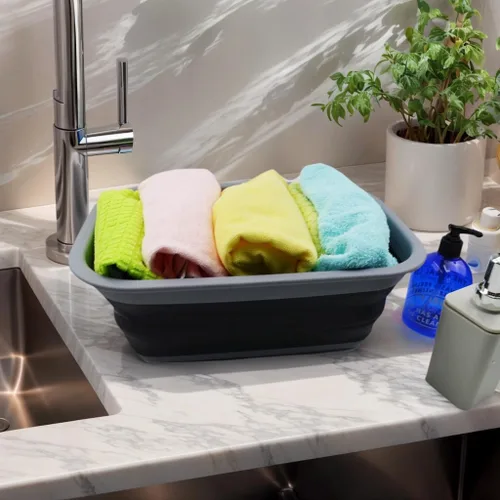 Miniatura 3 de SAMMART - Tina plegable de 10 L (2.6 galones), bañera plegable para platos, lavabo portátil, bañera de plástico que ahorra espacio