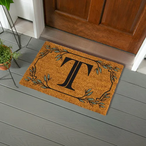 Miniatura 40 de Evergreen Flag Alfombra de puerta de fibra de coco monograma Letra B Alfombra para puerta delantera para interiores y exteriores 71x41 cm