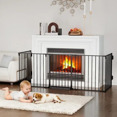 Miniatura 9 de Puerta de bebé extra ancha de 29.4 a 78 pulgadas, puertas largas para perros para puertas y escaleras, puerta de seguridad grande esencial para Negro