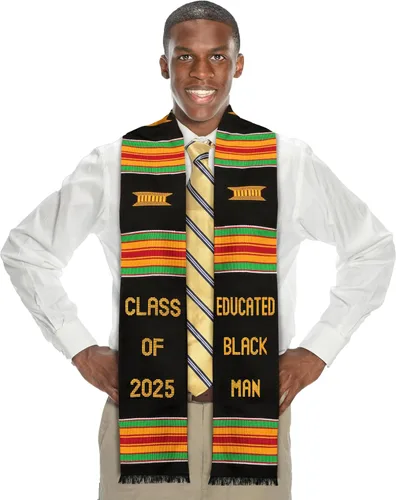 Kente Graduación Stole Class of 2025 | Celebra la cultura con la estola de graduación africana | Hecho con auténtico arte africano