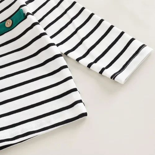 Miniatura 88 de Conjunto de 2 piezas de sudadera de manga larga con cuello redondo y pantalones casuales para bebés y niños pequeños