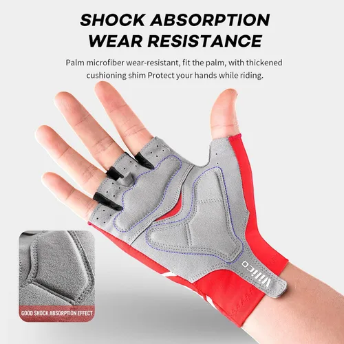 Miniatura 3 de Guantes de ciclismo transpirables para bicicleta de montaña, guantes acolchados de gel de medio dedo, guantes de ciclismo para hombres y mujeres que