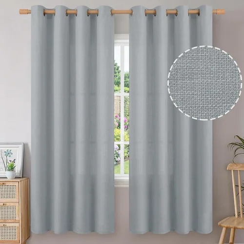 Miniatura 89 de BGment Cortinas de Lino Beige de 63 Pulgadas de Largo 2 Paneles - Tratamientos para Ventanas con Textura de Arpillera Filtrantes de Luz Cortinas