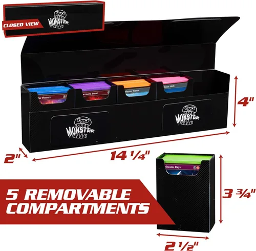 Miniatura 2 de Monster Protectors Caja magnética Hydra de 5 barajas, color blanco, con capacidad para 375 tarjetas TCG, cierre de autobloqueo, compatible