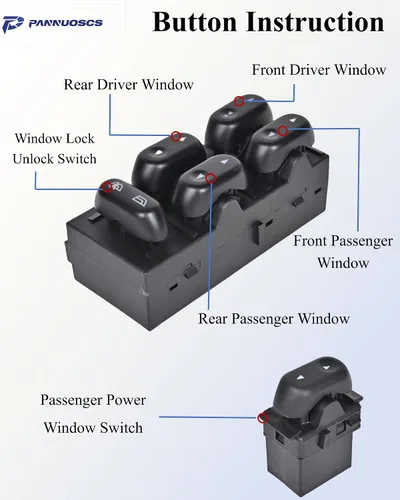 Miniatura 2 de PANNUOSCS Interruptor de ventana principal con interruptores de ventana de pasajero compatible con Ford F150 Expedition 2004-2008 Crown Victoria