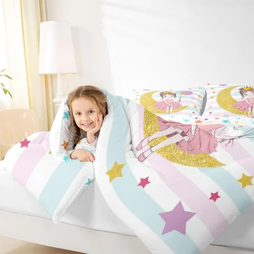 Miniatura 67 de Erosebridal Juego de ropa de cama de princesa de ballet, tamaño Queen, juego de edredón de 3 piezas para niñas bailarinas de ballet, lindo juego