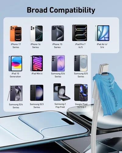Miniatura 4 de Cable Carplay de coche para iPhone 17/17 Pro/Air/16e/16/15 Pro Max/Plus, 2 unidades USB A a USB C para CarPlay USBC, iPad, Galaxy, Pixel, accesorios