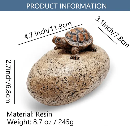 Miniatura 2 de Turtle Rock Key Hider - Caja de llaves oculta para exteriores, resistente a la intemperie, estatua de jardín de resina con compartimento secreto