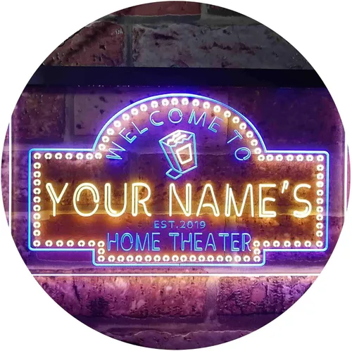 Miniatura 11 de ADVPRO Letrero de neón LED de doble color con tema de cine en casa, diseño personalizado de este año, azul y rojo, 16 x 12 pulgadas