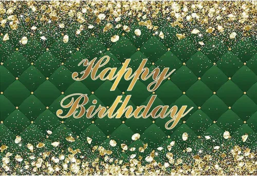 Renaiss Cartel de fondo de feliz cumpleaños de 8 x 6 pies para sesión de fotos, retrato de diamantes dorados, fondo verde de fotografía para hombres