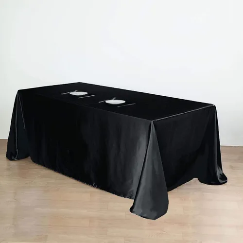 Miniatura 5 de BalsaCircle Mantel rectangular de satén negro de 90 x 156 pulgadas para mesa de boda, fiesta, recepción, eventos, cocina y comedor