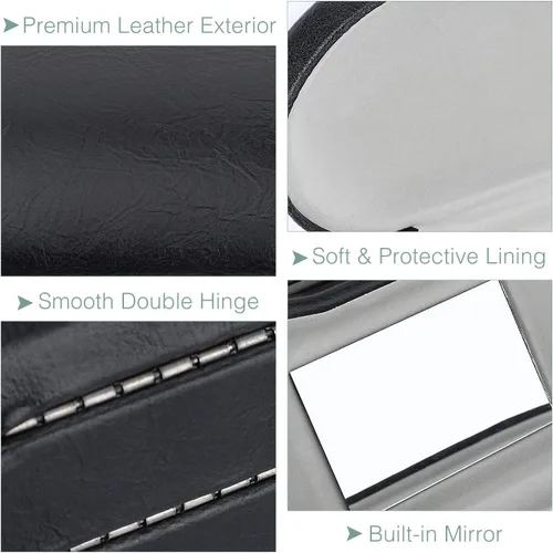 Miniatura 4 de MoKo Estuche Doble para Anteojos, Estuche para Lentes de Contacto con Espejo y Pinzas Removedoras, 2 en 1 de Doble Cara Portátil Caja Soporte Mármol