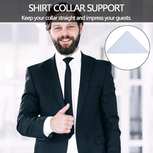 Miniatura 3 de 120 piezas de cuello polo para hombre, no se enrolla, cuello de camisa de PVC anti-pandeo, collar de camisa de PVC, adhesivo de plástico