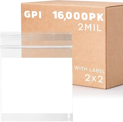 Miniatura 30 de GPI - Mini bolsas con cremallera de 1 x 1 pulgada, paquete de 1000 bolsas de plástico transparente con cierre con cremallera con bloque blanco