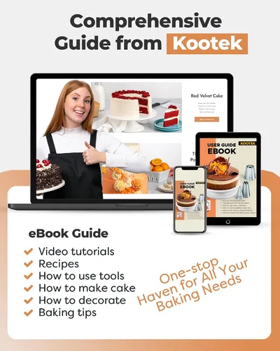 Miniatura 7 de Kootek Tocadiscos de aluminio para tartas, soporte giratorio para tartas de 12 pulgadas, 35 piezas de suministros de kit de decoración de pasteles