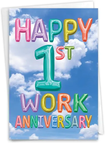 Miniatura 13 de NobleWorks Tarjeta de felicitación de hito de trabajo del primer aniversario (cotrabajador) con sobre de 5 x 7 pulgadas (1 tarjeta) 1 año de tiempo