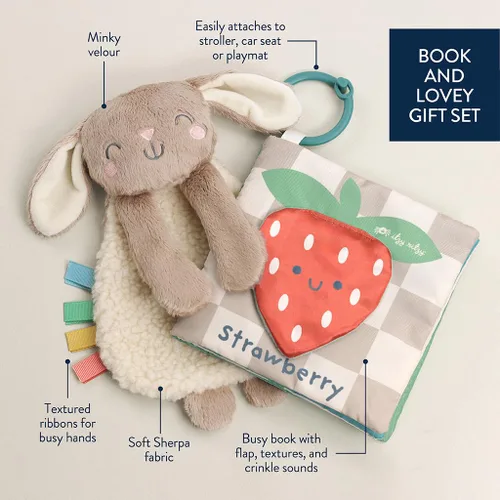Miniatura 4 de Itzy Ritzy Juego de regalo de libro de conejito Lovey & Crinkle, juego de regalo para aprender y acurrucarse, incluye un suave libro amoroso y suave