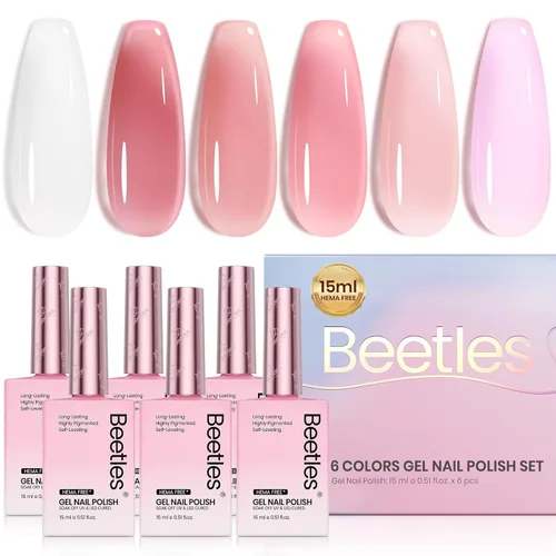 Miniatura 15 de Beetles - Juego de esmaltes de uñas en gel neón, 6 colores, rosado intenso, naranja, amarillo, verde, azul y morado, semipermanentes, uso