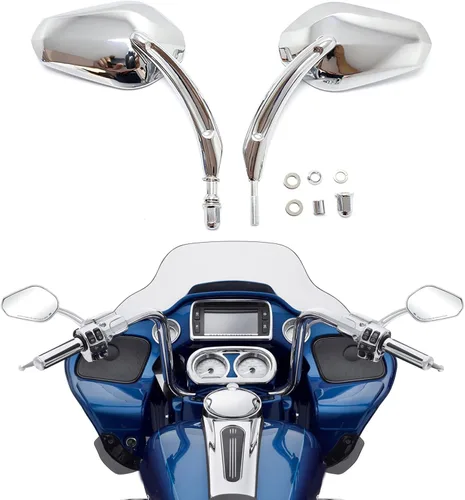 Miniatura 11 de Espejos retrovisores negros de 8 mm en forma de lágrima para motocicletas, compatibles con Road King, Street, Electra Glide, Road Glide, Dyna