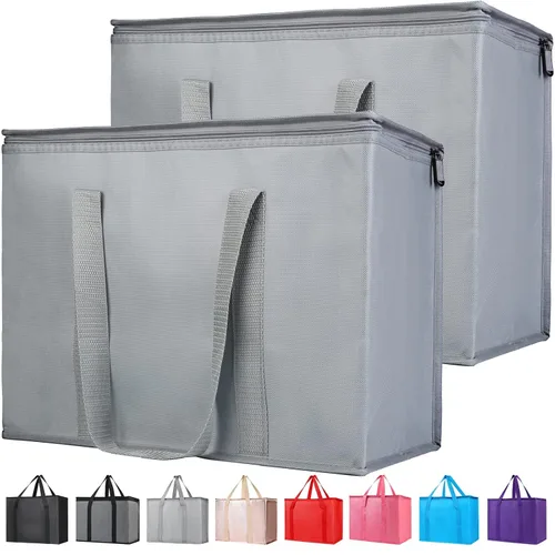 Miniatura 40 de Bodaon Paquete de 3 bolsas aisladas para entrega de alimentos para comidas calientes y frías, bolsas enfriadoras XXL, bolsa aislante para catering