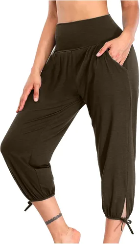 Miniatura 103 de Pantalones capri para mujer, estilo casual, de verano, elásticos, de cintura alta, pantalones de yoga, ajuste atlético, pantalones deportivos