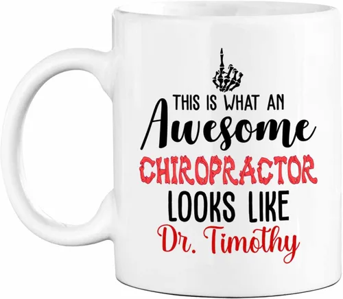 Miniatura 19 de Taza de té blanca personalizada con nombre quiropráctico de 11 onzas, 15 onzas, taza de café quiropráctico personalizada, taza de café quiropráctica