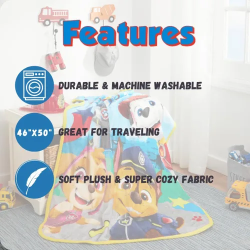 Miniatura 5 de Paw Patrol - Ropa de cama para niños, manta de seda supersuave al tacto, 40 x 50 pulgadas, (producto oficial con licencia) por Franco Patrulla Can