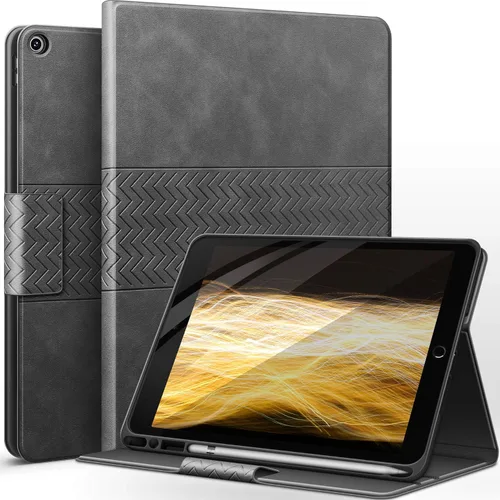 Miniatura 9 de auaua Funda para iPad de 9ª/8ª/7ª generación de 10.2 pulgadas (versión 2021/2020/2019), con soporte para lápices, piel vegana, funda inteligente