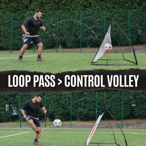 Miniatura 7 de QuickPlay Red de rebote Spot Target para fútbol Red de rebote resistente al clima con bolsa de transporte Ideal para práctica de pases