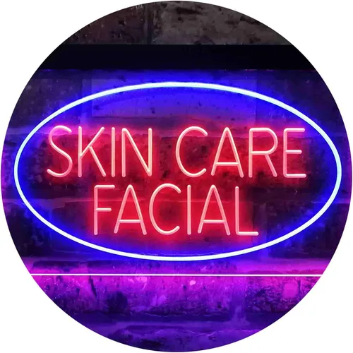 ADVPRO Cuidado de la piel facial dual color LED neón signo azul y rojo 16 x 12 pulgadas st6s43-i3859-br